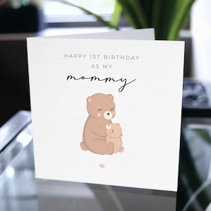Cartão de feliz primeiro aniversário como minha mamãe, cartão de aniversário para mamãe, cartão de primeiro aniversário de bebê para mamãe, presente de bebê para mamãe, presente de nova mamãe, para mamãe