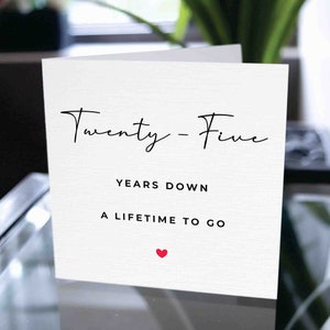 Tarjeta de 25 aniversario, veinticinco años para siempre, regalo de 25 aniversario, tarjeta para novio, tarjeta para novia, 25 aniversario