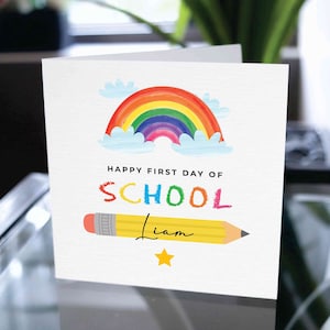 Carte personnalisée du premier jour d’école, carte d’école Happy 1st Day, carte d’école pour fils, carte d’école pour fille, carte d’école garçon/fille, nom personnalisé