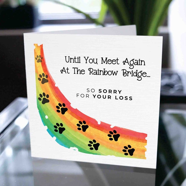 Dog Loss Card, Dog Sympathy Card, Rainbow Bridge Card, Pet Loss Card, Pet Memorial Card, Dog Bereavement Card, Pet Bereavement Card