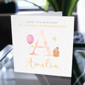 Carte d'anniversaire pour petite-fille, nom personnalisé de joyeux anniversaire, carte de joyeux anniversaire personnalisée, carte d'anniversaire personnalisée, pour petite-fille