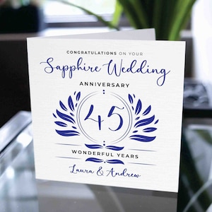Saphir Hochzeitskarte, Jahrestagskarte, Saphir Hochzeitsgeschenk, benutzerdefinierte Saphir Hochzeitskarte, 45 Jahre Jubiläum