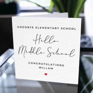 Custom Elementary School Graduation Card, Middle School Acceptance Congratulations Card, Personalized Graduation Card, For Son, For Grandson