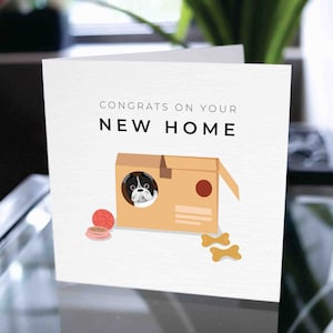 Carte de chien de pendaison de crémaillère, Félicitations pour votre nouvelle maison, Félicitations pour votre nouvelle maison, Happy 1st Home, New Home Card