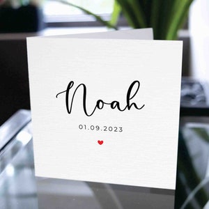Cartão de nome personalizado para menino, cartão de bebê personalizado, cartão de aniversário personalizado, presente de aniversário do neto, cartão recém-nascido, novo cartão de bebê
