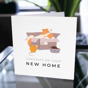 Carte de chat de pendaison de crémaillère, Félicitations pour votre nouvelle maison, Félicitations pour votre nouvelle maison, Happy 1st Home, New Home Card