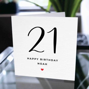 Carte d'anniversaire personnalisée 21e, carte d'anniversaire 21e heureux, carte d'anniversaire 21e pour fils, vingt et unième carte d'anniversaire, cadeau pour fils, cadeau pour un ami
