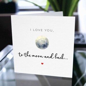 Je t’aime à la lune et au dos carte, carte d’anniversaire, carte pour mari, carte pour femme, carte pour petite amie, carte pour petit ami, pour lui