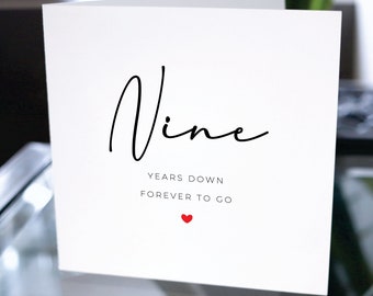 MAGJUCHE 9th Anniversary Card - 'Nine Years Down Forever To Go' Romantic Wedding Card