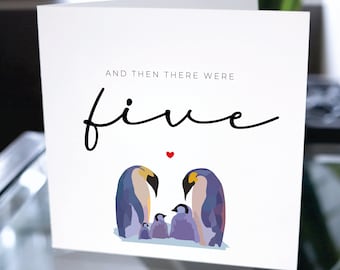 Custom Pregnancy Card, New Baby Card, And Then There Were Five, Baby Shower Card, Pregnancy Card, Baby Congratulations Card, Expecting Card