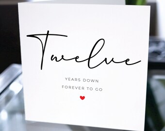 Carte du douzième anniversaire, douze ans plus tard, cadeau de 12e anniversaire, carte pour petit ami, carte pour petite amie, 12e anniversaire