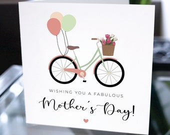 Happy Mothers Day Card, Mothers Day Bike Gift Card, Mothers Day Card For Mom, Mothers Day Card For Grandmother, Mothers Day Card For Grandma