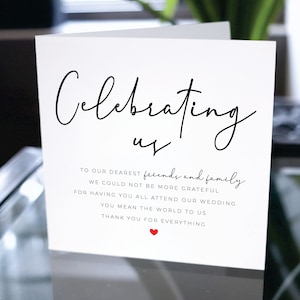 Carte de mariage aux amis et à la famille, carte de remerciement de mariage, merci d’assister à notre carte de mariage, cadeau de mariage pour les amis et la famille