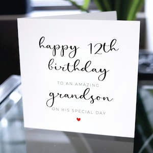 Carte de joyeux 12e anniversaire à petit-fils, carte de 12e anniversaire pour petit-fils, carte de douzième anniversaire pour petit-fils, carte d'anniversaire cadeau pour petit-fils