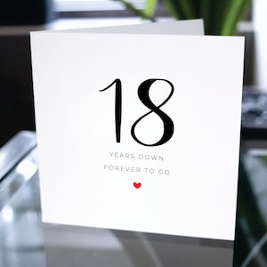Tarjeta de aniversario 18, dieciocho años para siempre, regalo de aniversario 18, tarjeta para novio, tarjeta para novia, aniversario 18