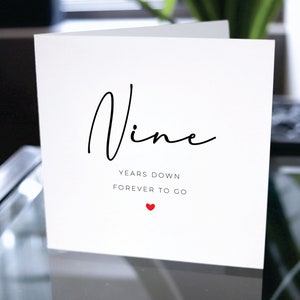 Tarjeta de noveno aniversario, Nueve años después, Para siempre, Regalo de noveno aniversario, Tarjeta para novio, Tarjeta para novia, Tarjeta de noveno aniversario