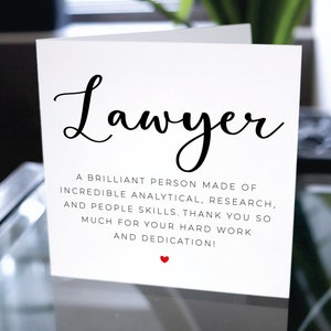 Lawyer Thank You Card, Thank You Card for Attorney, Lawyer Appreciation Card, Legal Practitioner Thank You Card, Advocate Thank You Card