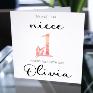 Birthday Card For Niece, Happy Birthday Custom Name, Customized Happy Birthday Card, Personalized Birthday Card, 1st Birthday Gift For Niece