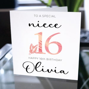 Birthday Card For Niece, Happy Birthday Custom Name, Customized Happy Birthday Card, Personalized Birthday Card, 16th Birthday Gift