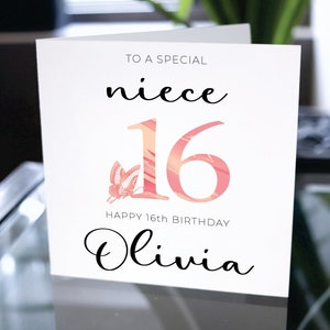 Carte d’anniversaire pour nièce, Nom personnalisé de joyeux anniversaire, Carte de joyeux anniversaire personnalisée, Carte d’anniversaire personnalisée, Cadeau de 16e anniversaire