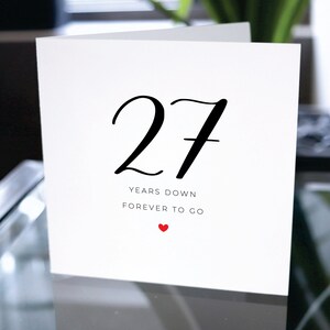 Carte du 27e anniversaire, Vingt-sept ans pour toujours, Cadeau du 27e anniversaire, Carte pour petit ami, Carte pour petite amie, 27e anniversaire