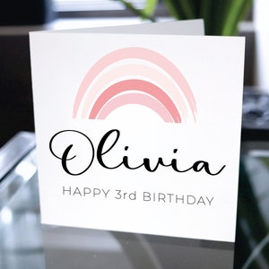 Happy Third Birthday Karte, Happy 3rd Birthday Custom Name, Personalisierte Geburtstagskarte, Personalisierte Geburtstagskarte, Enkelin Geburtstagsgeschenk