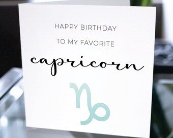 Capricorn Zodiac Birthday Card, Happy Birthday to my Favorite Capricorn, Birthday Cards for Capricorns, Zodiac Sign Capricorn Birthday Gift