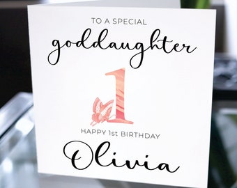 Bonne carte de 1er anniversaire à la filleule, carte de 1er anniversaire pour la filleule, carte de premier anniversaire pour la filleule, cadeau pour la filleul