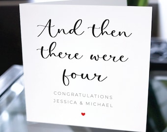 Custom Pregnancy Card, New Baby Card, And Then There Were Four, Baby Shower Card, Pregnancy Card, Baby Congratulations Card, Expecting Card
