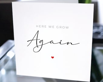 Here We Grow Again Card, Pregnancy Announcement Card, Baby Announcement Pregnancy Card, Surprise New Baby Expecting Announcement Card