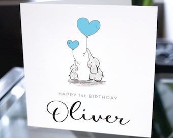 Alles Gute zum ersten Geburtstag Karte, alles Gute zum ersten Geburtstag benutzerdefinierten Namen, benutzerdefinierte Geburtstagskarte, personalisierte Geburtstagskarte, Enkel Geburtstag Geschenkkarte