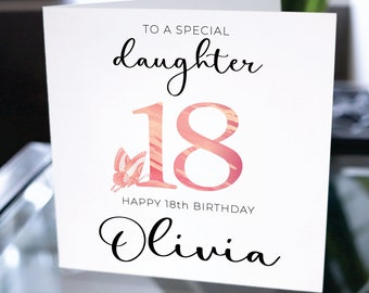Joyeux 18e anniversaire carte à fille, 18e carte d'anniversaire pour fille, dix-huit anniversaire carte pour fille, cadeau de carte d'anniversaire pour fille