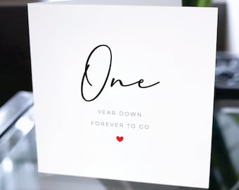Carte du premier anniversaire, un an vers le bas pour toujours, cadeau du 1er anniversaire, carte pour petit ami, carte pour petite amie, carte du 1er anniversaire