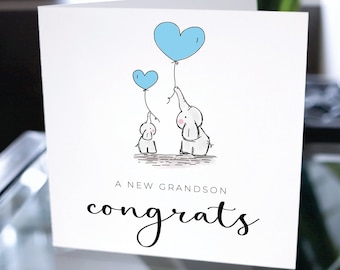 New Grandson Card - Etsy