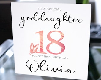 Cartão de feliz aniversário de 18 anos para afilhada, cartão de aniversário de 18 anos para afilhada, cartão de aniversário de dezoito anos para afilhada, presente para afilhada
