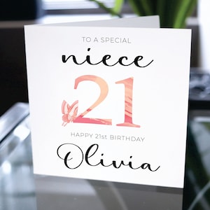 Bonne carte de 21e anniversaire à la nièce, carte de 21e anniversaire pour nièce, carte de vingt et unième anniversaire pour nièce, carte d’anniversaire cadeau pour nièce