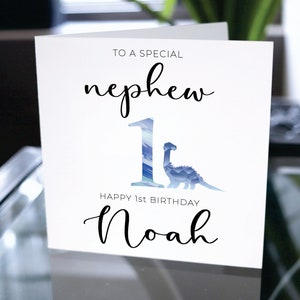 Carte d’anniversaire pour neveu, Nom personnalisé joyeux 1er anniversaire, Carte de joyeux anniversaire personnalisée, Carte d’anniversaire personnalisée, Cadeau de neveu d’anniversaire