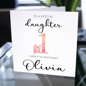 Joyeux 1er anniversaire carte à fille, 1ère carte d'anniversaire pour fille, première carte d'anniversaire pour fille, cadeau de carte d'anniversaire pour fille