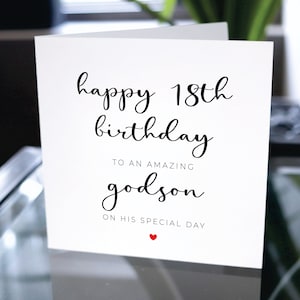 Tarjeta de feliz cumpleaños número 18 para ahijado, tarjeta de cumpleaños número 18 para ahijado, tarjeta de cumpleaños dieciocho para ahijado, regalo de tarjeta de cumpleaños para ahijado