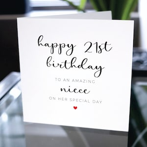 Happy 21st Birthday Card To Niece, 21st Birthday Card For Niece, Twenty First Birthday Card For Niece, Birthday Card Gift For Niece