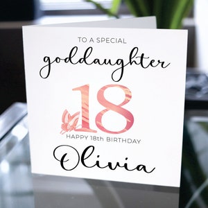 Biglietto di buon 18 ° compleanno alla figlioccia, biglietto di 18 ° compleanno per la figlioccia, biglietto di diciotto compleanni per la figlioccia, regalo per la figlioccia