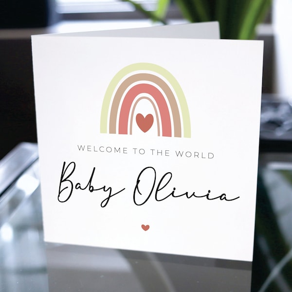 Welcome To The World Custom Card, Newborn Baby Custom Name Card, New Baby Card, Personalized Newborn Baby Card, Baby Girl Card, Newborn Gift