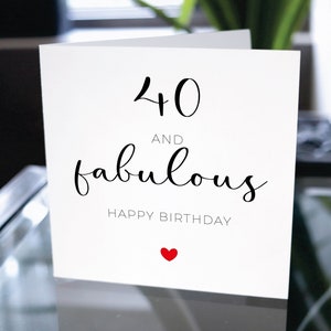 Carte de 40e anniversaire, carte personnalisée de joyeux anniversaire, carte-cadeau personnalisée de joyeux anniversaire, carte d'anniversaire personnalisée, jolie carte-cadeau d'anniversaire