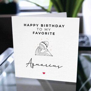 Carte d'anniversaire du zodiaque Verseau, carte d'anniversaire pour le Verseau, carte de joyeux anniversaire Verseau, carte d'anniversaire de signes d'astrologie, pour lui, pour elle