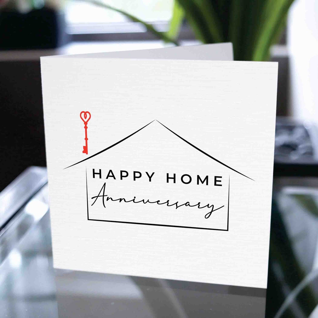 Home Anniversary Card, Happy Home Anniversary Card, Customized Real