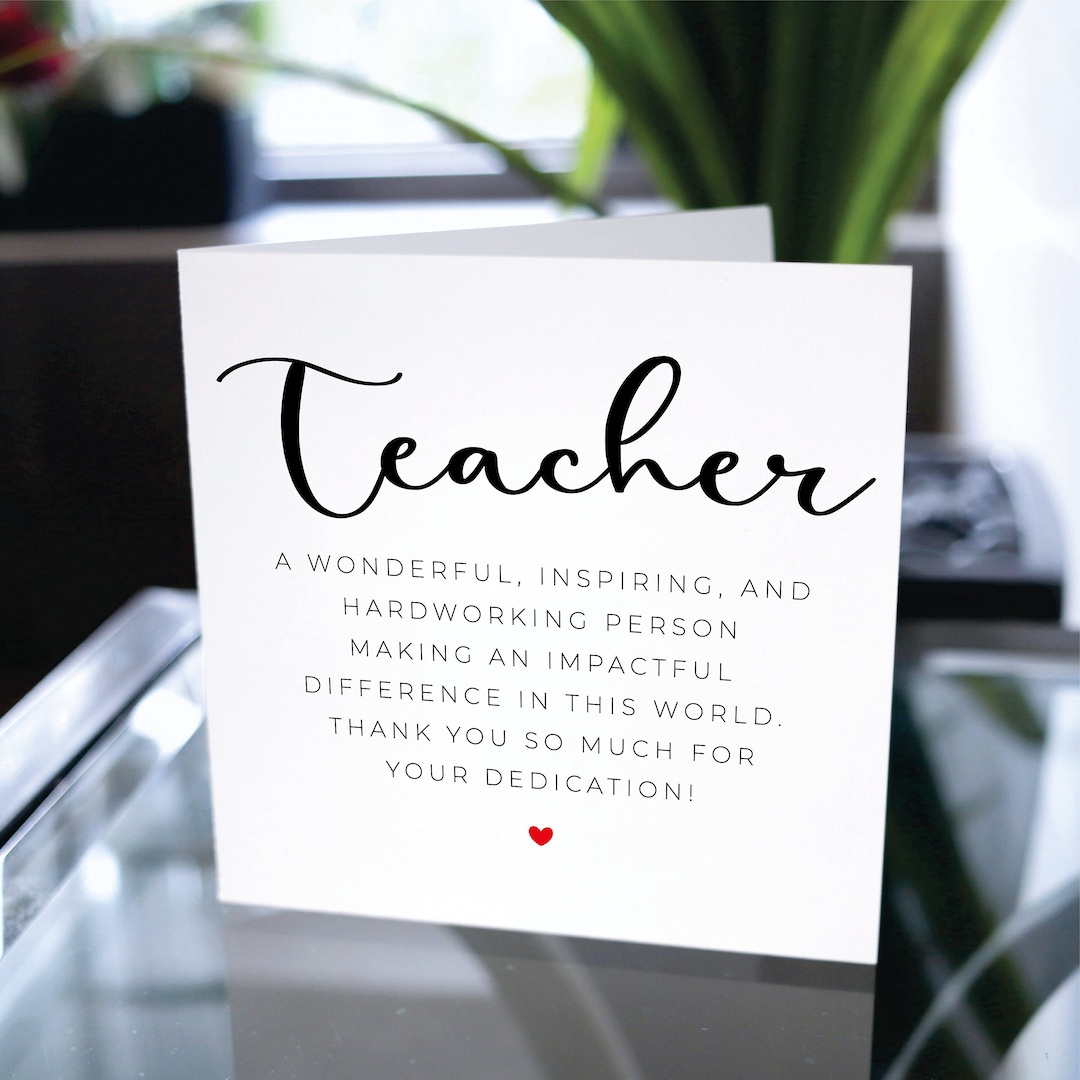 Teacher Thank You Card, Thank You Card for Educator, Teacher