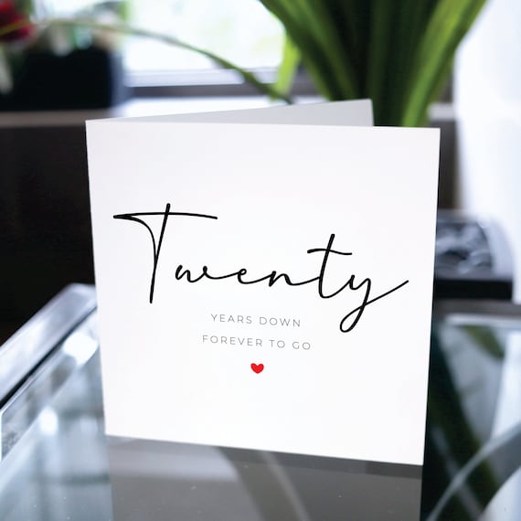 20th Anniversary Card, Twenty Years Down Forever To Go, 20th Anniversary Gift, Card For Boyfriend, Card For Girlfriend, 20th Anniversary