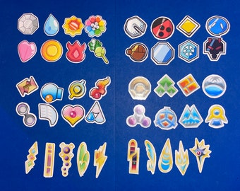Pokemon All Gym Badges Sticker Set