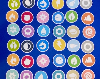 Pokemon Type Stickers