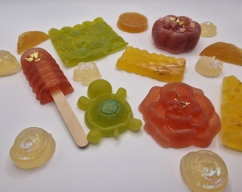 Caramelos de cristal con fruta fresca